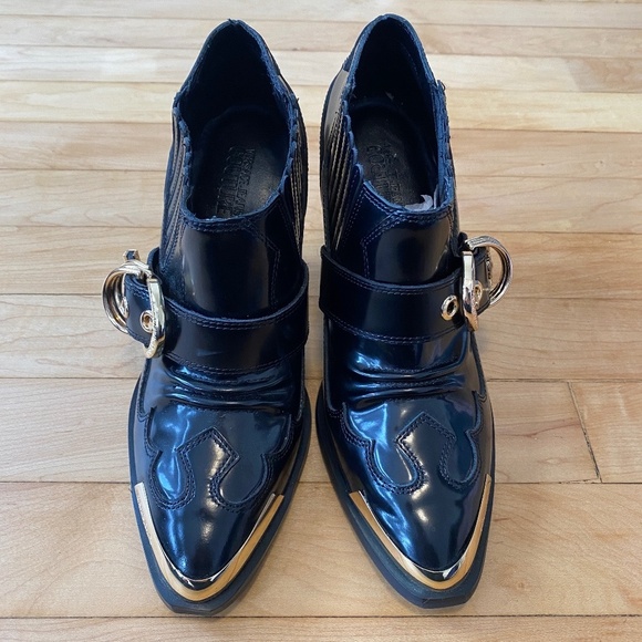 Versace Jeans Collection Shoes - Versace Jeans Couture Gold and Black Leather booties Size EU 37​​